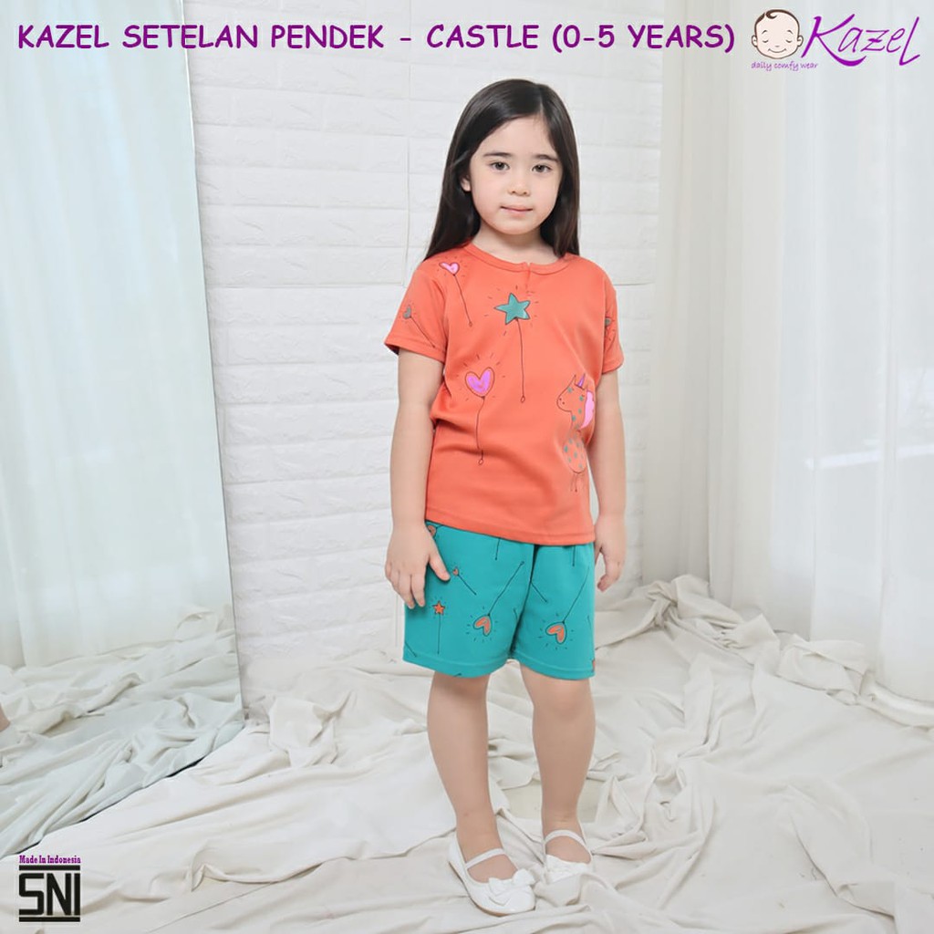 Kazel Setelan Pendek Girl CASTLE isi 3 stel (0-5 Tahun)