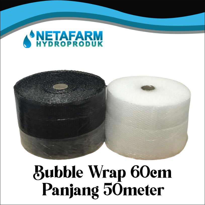 Bubble Wrap Hitam / Putih Panjang 50m Lebar 60 cm ( 1 Roll )