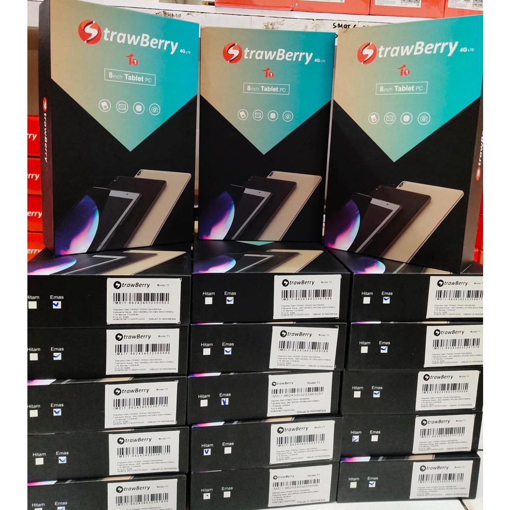Strawberry T1 RAM 3/32GB . Tablet Android Tablet Murah Handphone 4G LTE 8. inc garansi resmi 1 tahun