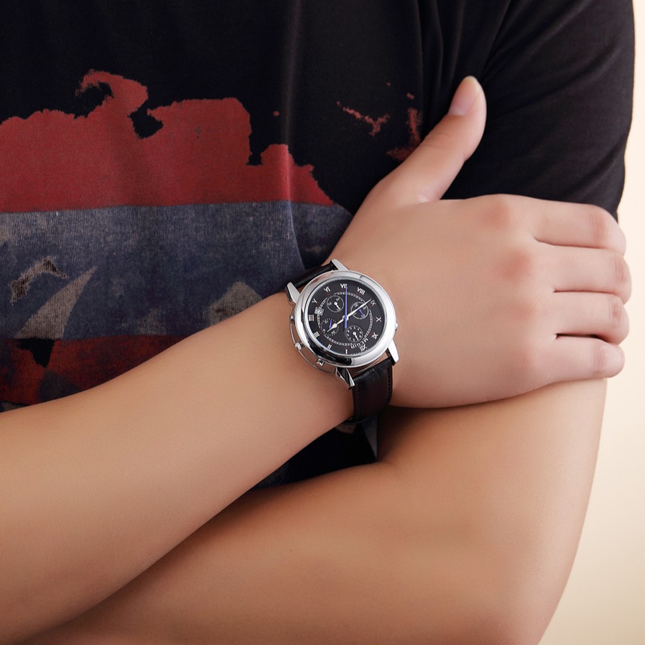 MEGIR 2013 Jam Tangan Pria Analog Chronograph Tali Kulit WATCHKITE WKOS