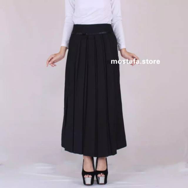  Rok  plisket kerja rempel high quality rok hitam polos  