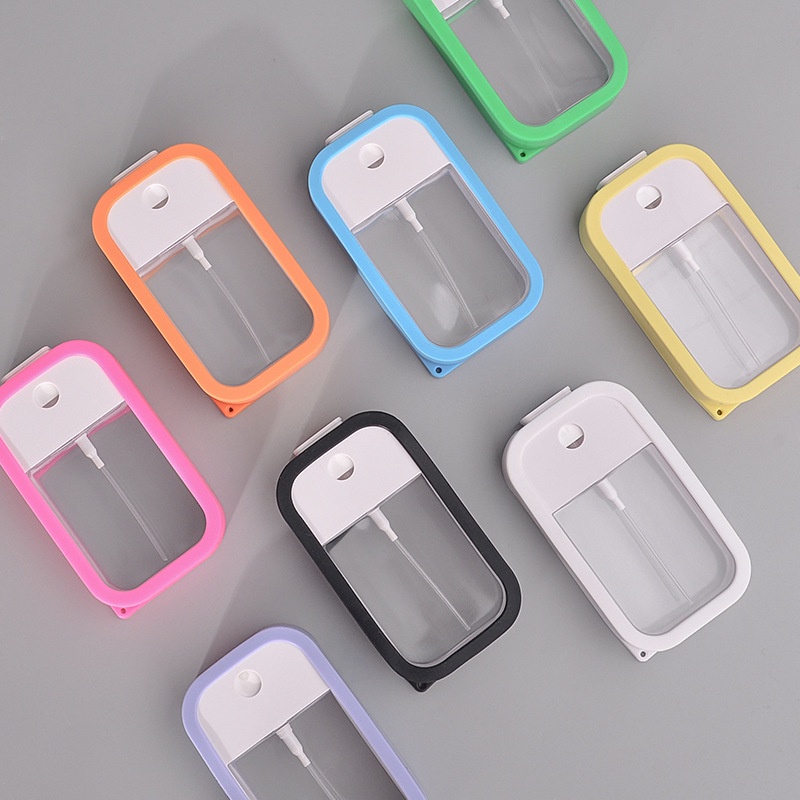 [Featured] 38ml Portable Mini Square Card Empty Refillable Spray Bottles With Silicone Cover Keychain