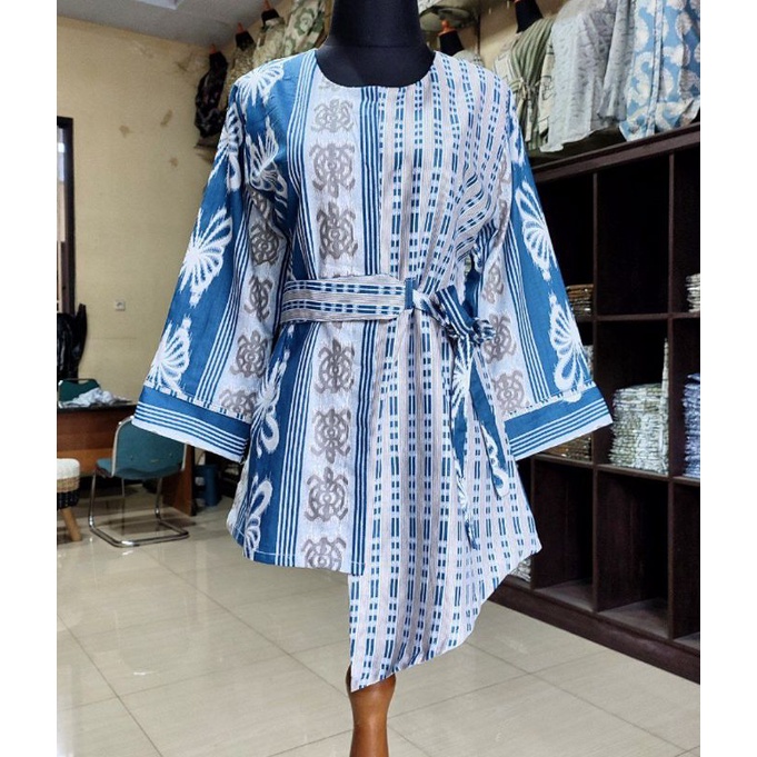 M-L-XL-XXL Batik wanita ASJ SA HRB026 Kenongo Kemeja Tosca Pendek-Songket kupu