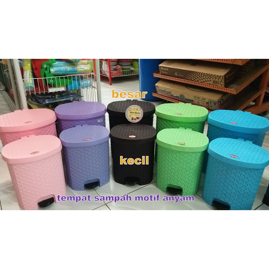 Tempat Sampah Injak Motif Anyam Rotan Kecil Dan Besar Shopee Indonesia