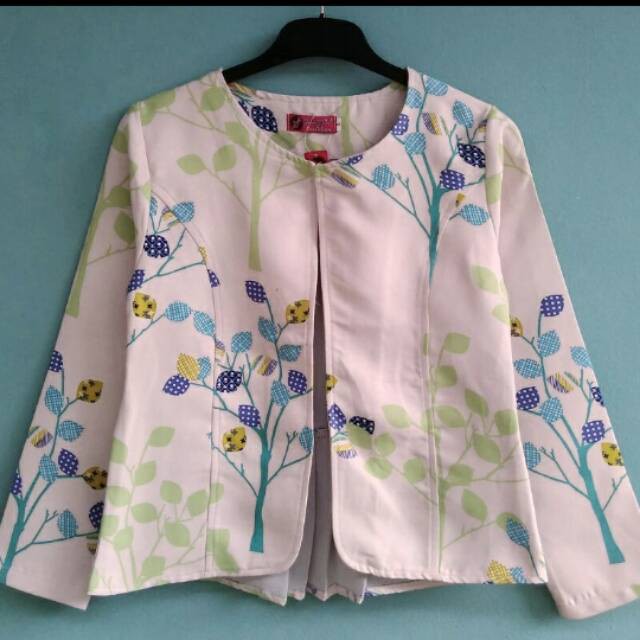 BLAZER WANITA Panjang Hitam Korea Style Kekinian/ Blazer/ Outer motif pohon biru