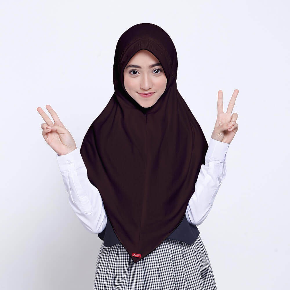 Kerudung Anak / Kerudung Sekolah ZOYA / Bergo / Hijab Instan - JUARAMIDI COKLAT