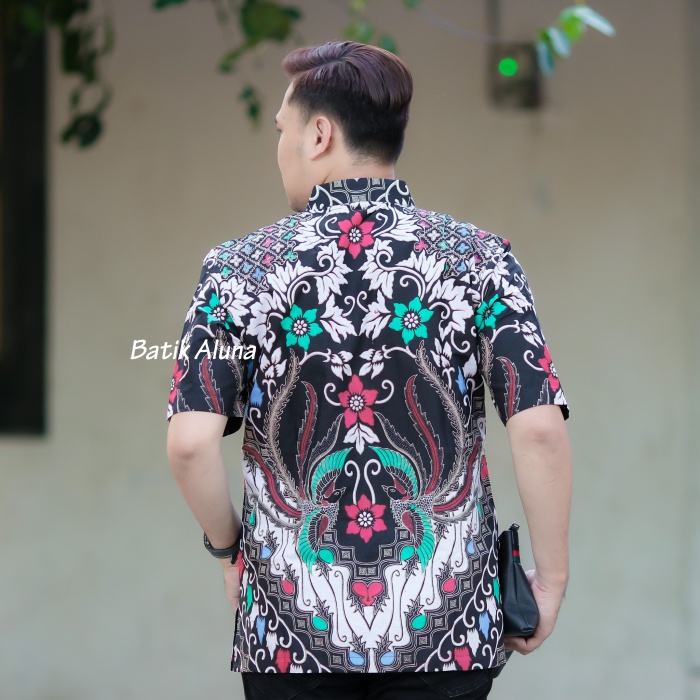 Batik Pria Lengan Pendek Original Prabuseno Full Furing Modern Premium Branded Hem Baju Atasan Cowok Dewasa Mewah Bahan Katun Printing Halus Seragam Kerja Kantor Terbaru FASHION BATIK ALUNA