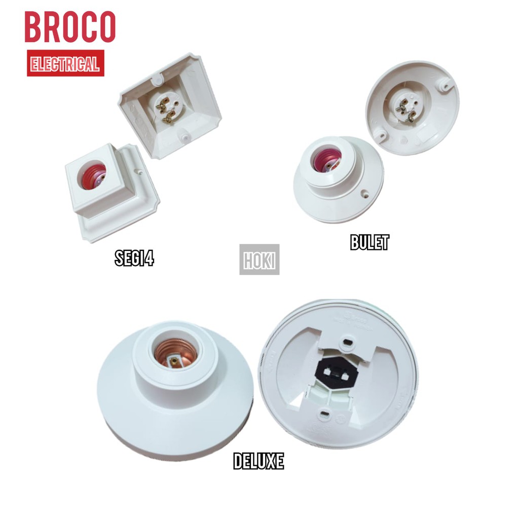 Jual BROCO Fiting Lampu Plafon Broco Deluxe Segi Bulet | Shopee Indonesia