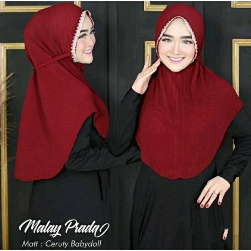 Jilbab Bergo maryam plisket Renda ceruty babydoll premium
