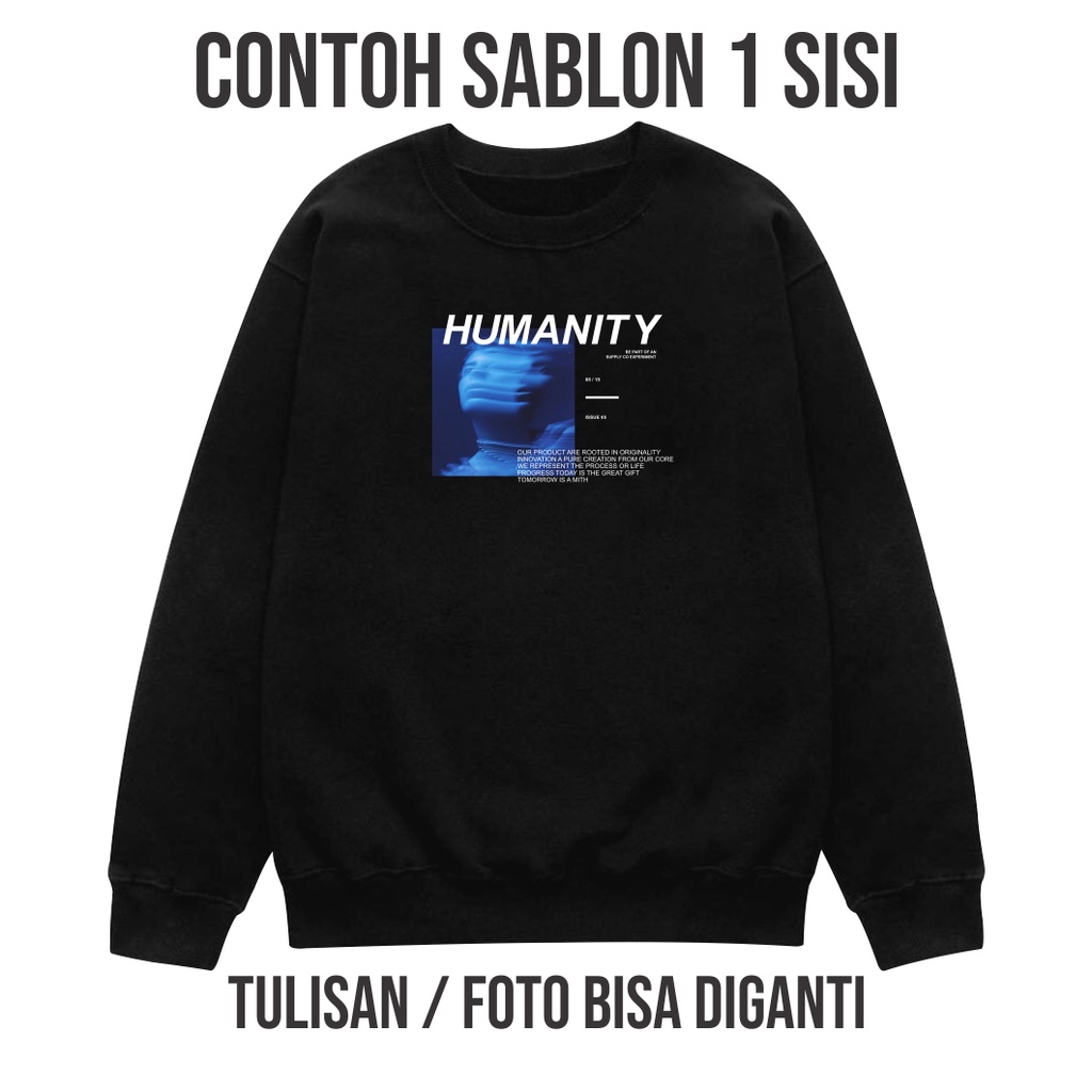 SWEATER PRIA CUSTOM SABLON SATUAN PRINT FOTO DESAIN SENDIRI CREWNECK PRIA