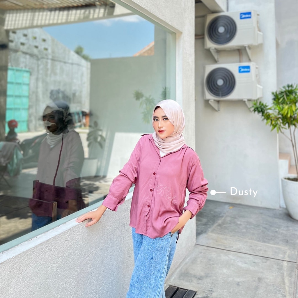 Emily Kemeja Rayon Polos Tanpa Saku Premium