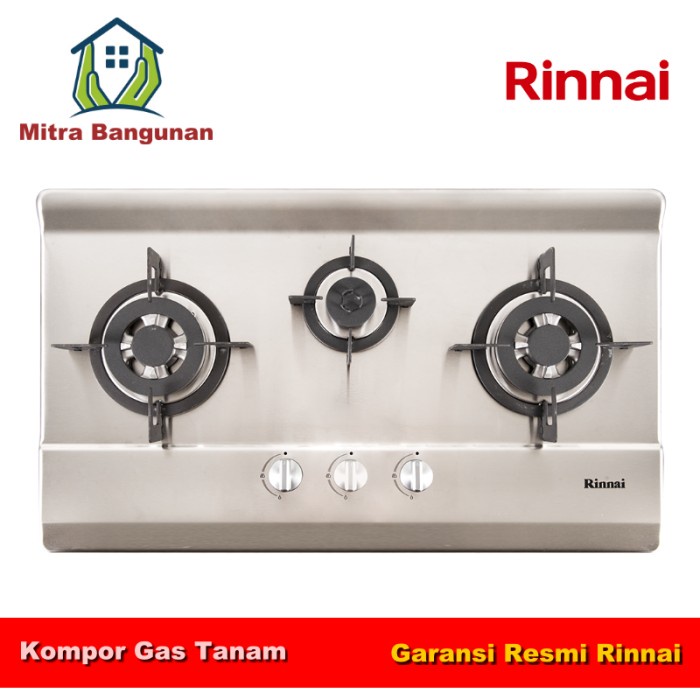 Kompor Gas Tanam 3 Tungku (Stainless) Rinnai RB-713N (S)