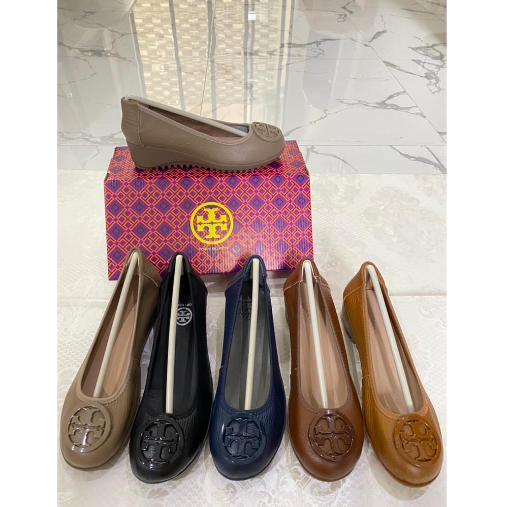[KODE MGQRI] Tory Burch 318 Premium Leather Sepatu Wedges Wanita