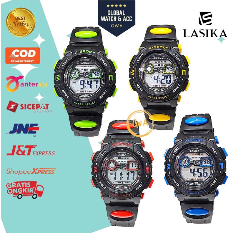 Jam Tangan Anak Lasika digital sport cewek cowok G7112 G7115 fashion water resistant/anti air