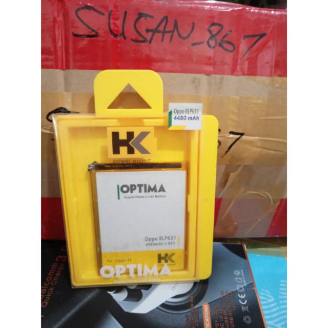 BATERAI BATRE BATTERY OPPO BLP631 BLP 631 F3 F5 F5+ A77 DOUBLE POWER HK OPTIMA GARANSI
