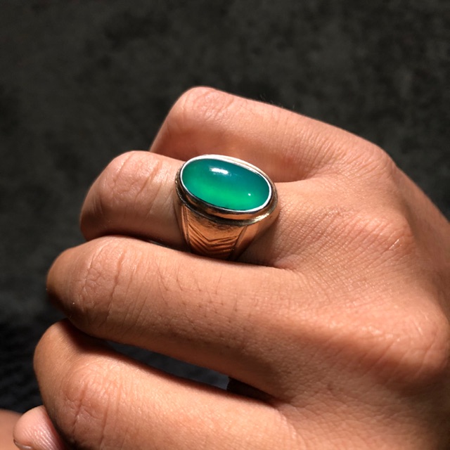 Cincin akik Bacan Doko Giwang Natural ring perak