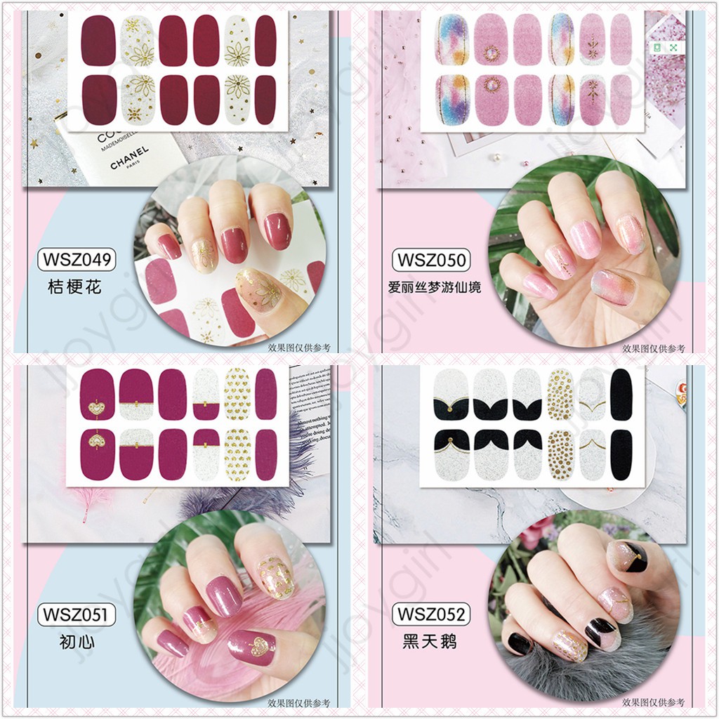 WSZ Nail sticker motif / sticker kuku / stiker kuku / nail stiker glitter / stripes design