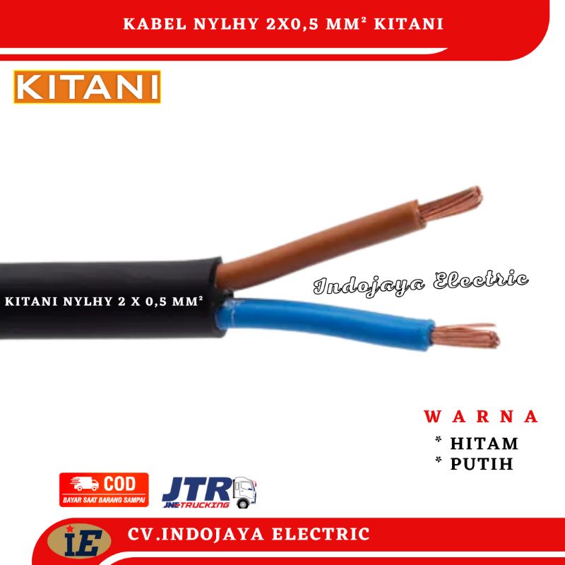 Kabel Nylhy Kitani 2x0,5mm Kabel Listrik Serabut Panjang 50 Meter Warna Hitam Dan Nymhy Kabel Lampu Gantung Kabel Lampu Jalan Kabel Lampu Cafe Kabel Listrik Murah Kabel Audio Video Kabel Sound System