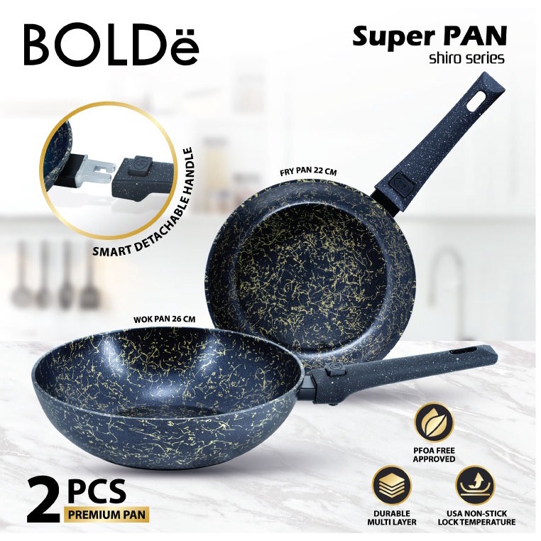 Wajan Super Pan Bolde Shiro Series 2Pcs Panci Penggorengan Frying Pan