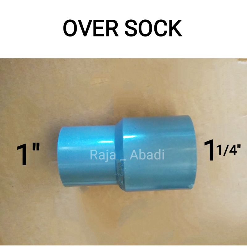 over sock pipa pvc ukuran 1&quot; ke 1.25&quot; - fiting / piting over sock / oversock / operloop / opersok / opersohk / converter / perubah / pengecil / pembesar ukuran pipa pvc 1 dim ke 1.25 / 11/4 &quot;