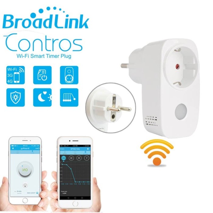 Broadlink Stop Kontak Smart Plug WiFi Timer EU Plug - SP3 - White