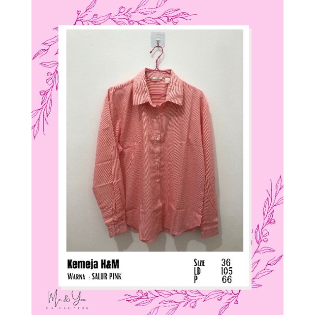 Kemeja Salur Pink H&M