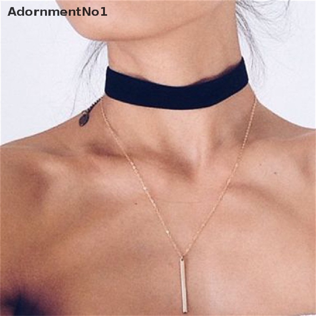 (AdornmentNo1) Kalung Choker Handmade Bahan Velvet Warna Hitam Gaya Gothic Retro Untuk Wanita