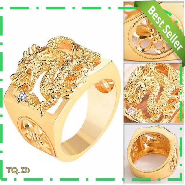 CINCIN NAGA EMAS PLATED 3D | CINCIN PRIA EMAS NAGA VINTAGE TQR-C.8A