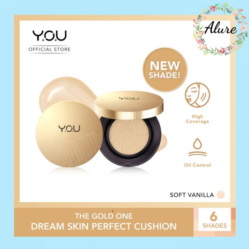 YOU The Gold One Dream Skin Perfect BB Cushion Shade Soft Vanilla [High Coverage / Oil Control]