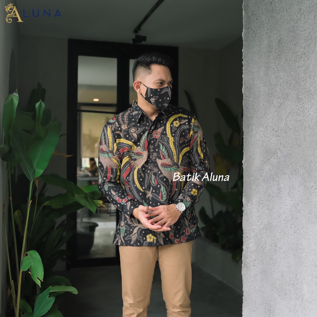 BAJU KEMEJA BATIK PRIA COWOK LENGAN PANJANG REGULER PREMIUM ORIGINAL MODERN KEREN JUMBO ALUNA 110