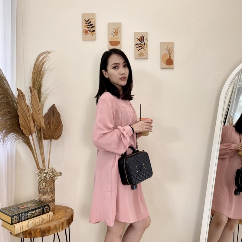Valentina Midi Dress - Terusan Dress Wanita Lengan Panjang / Dress Wanita Korea / Terusan Lengan Pan