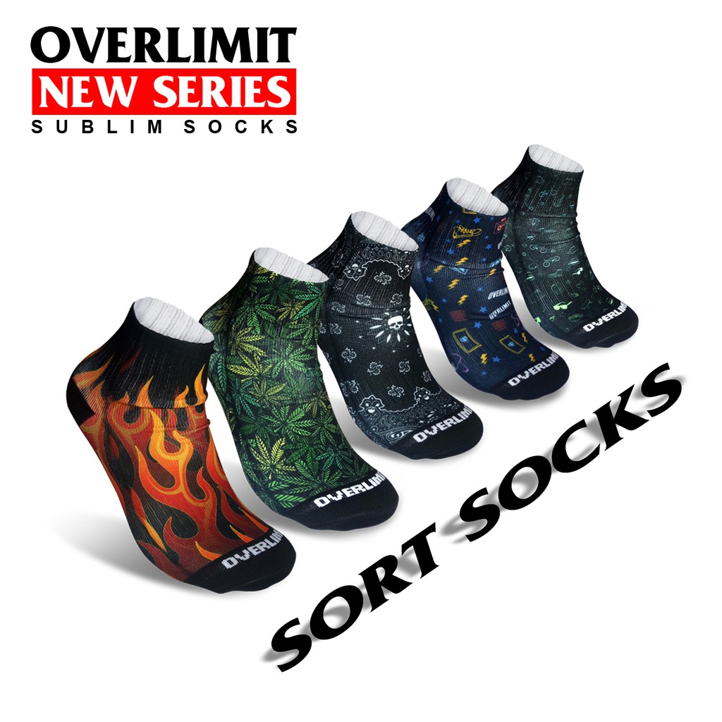 OVERLIMIT KAOS KAKI PENDEK | KAOS KAKI PREMIUM | KAOS KAKI DISTRO | TEBAL DAN NYAMAN KAOS KAKI PRINTING | Kaos Kaki Sublim | Sock