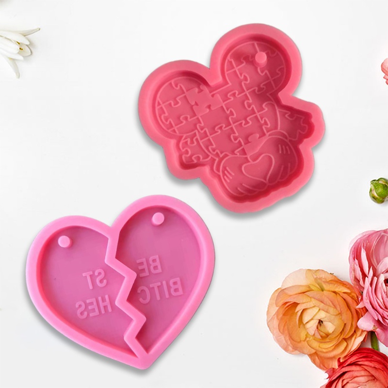 SIY  Key Chain Epoxy Resin Mold Handmade Love Heart Shape Keychain Casting Silicone Mould DIY Crafts Making Tool