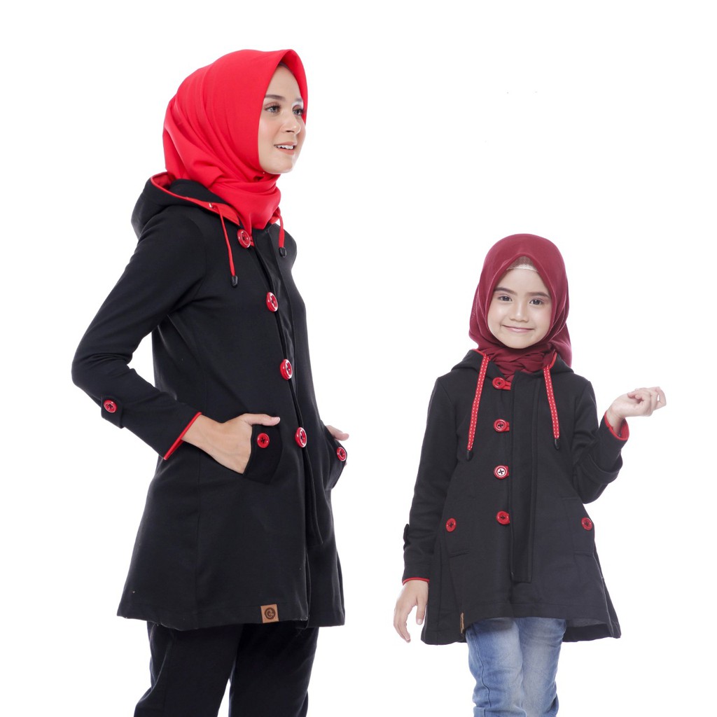 Jaket Couple Ibu & Anak Perempuan Lucu Model Korea Hoodie Panjang Dengan Desain Yang Lucu Banget