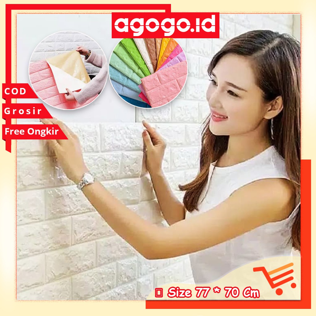 AGG-182  Wallpaper Dinding 3D Foam Polos / Wallpaper Dinding 70x77 cm / Wallpaper dekor Rumah