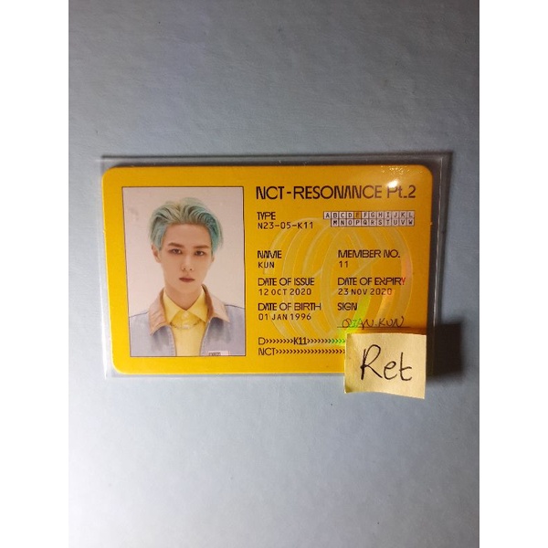 Photocard/PC Acsess Card/AC Kun NCT Resonance PT 2 2020