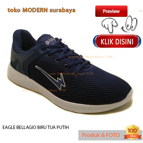 UKURAN JUMBO Sepatu pria casual sepatu sneakers tali EAGLE BELLAGIO BIRU TUA PUTIH