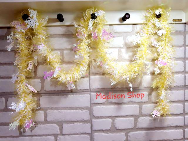 SLINGER SNOWFLAKE TINSEL MURAH DEKORASI POHON NATAL HIASAN PARCEL NATAL GROSIR PITA LILIT