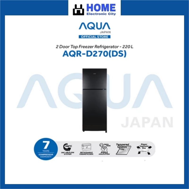 AQUA JAPAN LEMARI ES / KULKAS AQR-D270(DS) / AQR-D270 S [220 LITER] GARANSI RESMI
