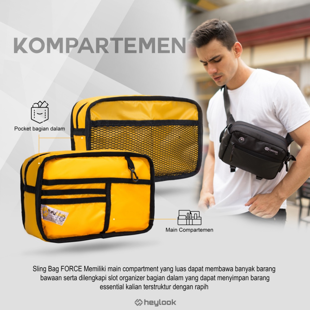 Sling Bag Hitam Tas Selempang Pria Unisex Waterproof Tas Messenger Bag Kasual Trendi Kekinian Premium Outdoor Travelling Kuliah Kerja UH4