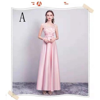  Long  Dress  Model Slim Bahan  Satin Warna Pink untuk  