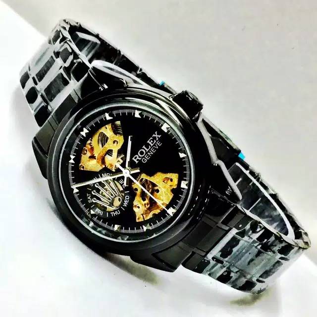 Jam Tangan Pria Rolex Classic Chain Skeleton  S778 FullBlack