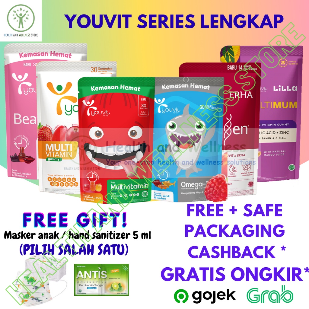 Youvit Series Multivitamin Dewasa Anak Omega Collagen Beauti Gummy