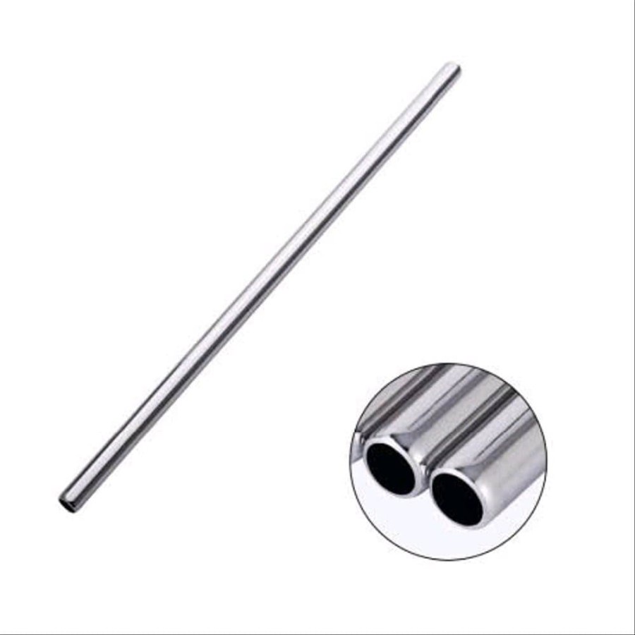 Sedotan Stainless Steel Lurus Eco Friendly Reusable Stain Less Straw Murah