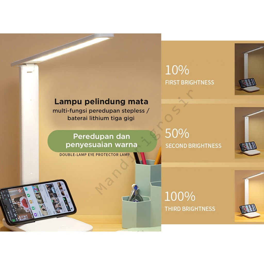 Lampu Meja * Lampu Belajar * Lampu Lipat * Desklamp LED Foldable 3 Warna Dimmer