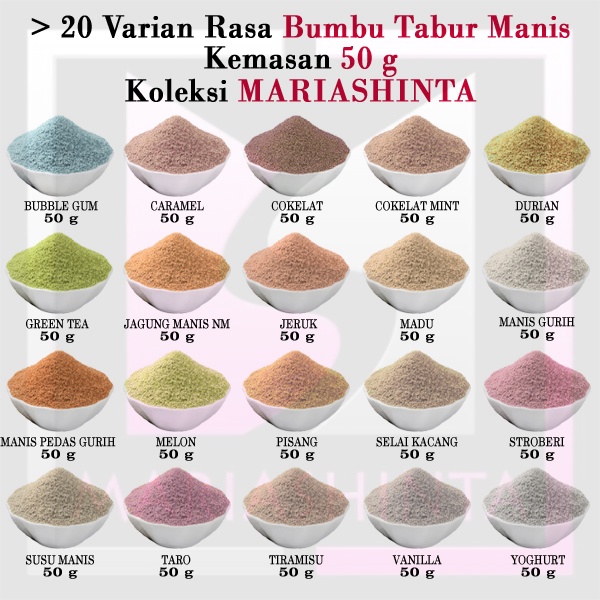 

(Beli 10 Gratis 1) > 25 Rasa Pilihan Bumbu Tabur Premium Macam Rasa Manis MS1