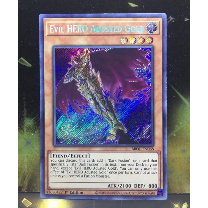 Card Yugioh Evil Hero Adusted Gold - Us Print Brol Secret Rare