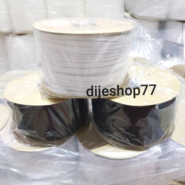 Karet elastis 0.5 cm - ROLL Gulungan Besar / karet tali masker elastis 5 mm karet earloop