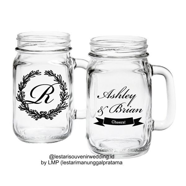 Souvenir Pernikahan Mug Jar Kaca Standart Custom (nocode 3) / Mug Candy Jar Custom/ osuvenir wedding