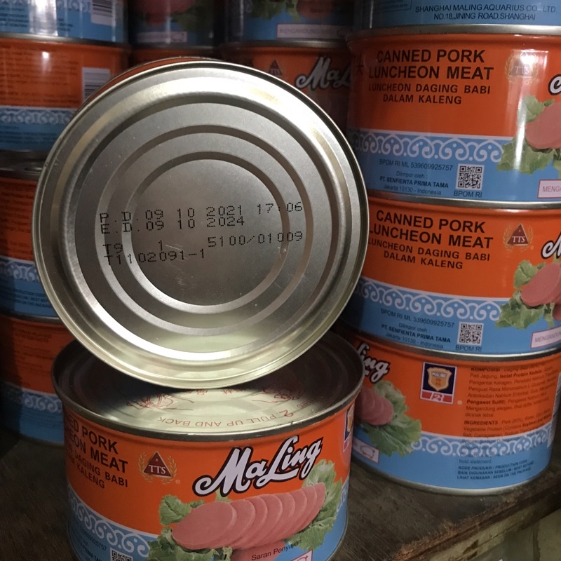 

Ham MaLing TTS Pork Luncheon Meat Kaleng Besar 397 gr Free Bubble Wrap EXP 11/24